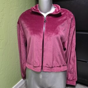 Victoria's Secret On Point Velour Zip Track Jacket | Deep Pink | Small
